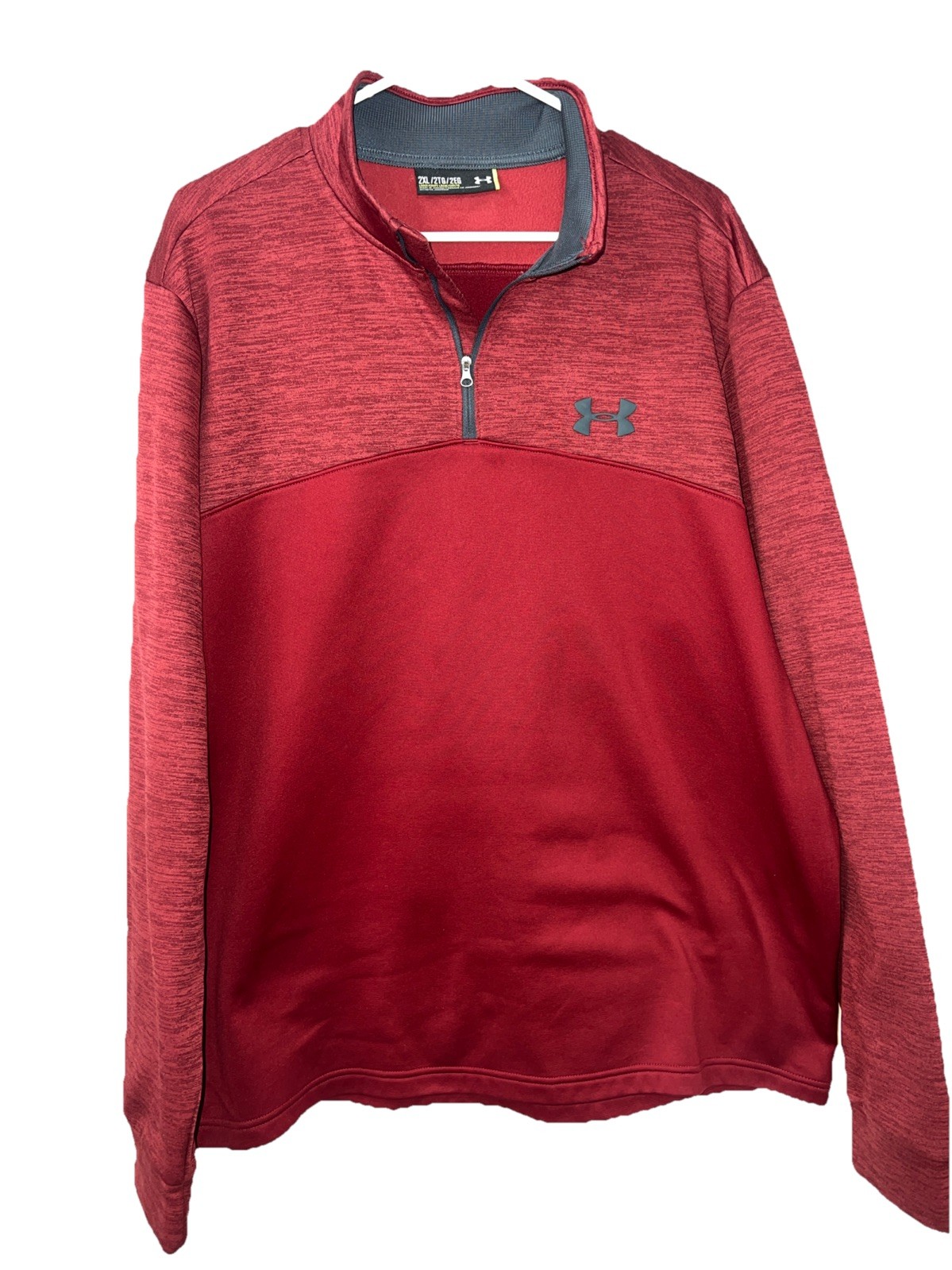 UNDER ARMOUR 1/4 Zip Jacket Men’s 2XL Heathered Deep Red Fleece Lined Pullover gallery