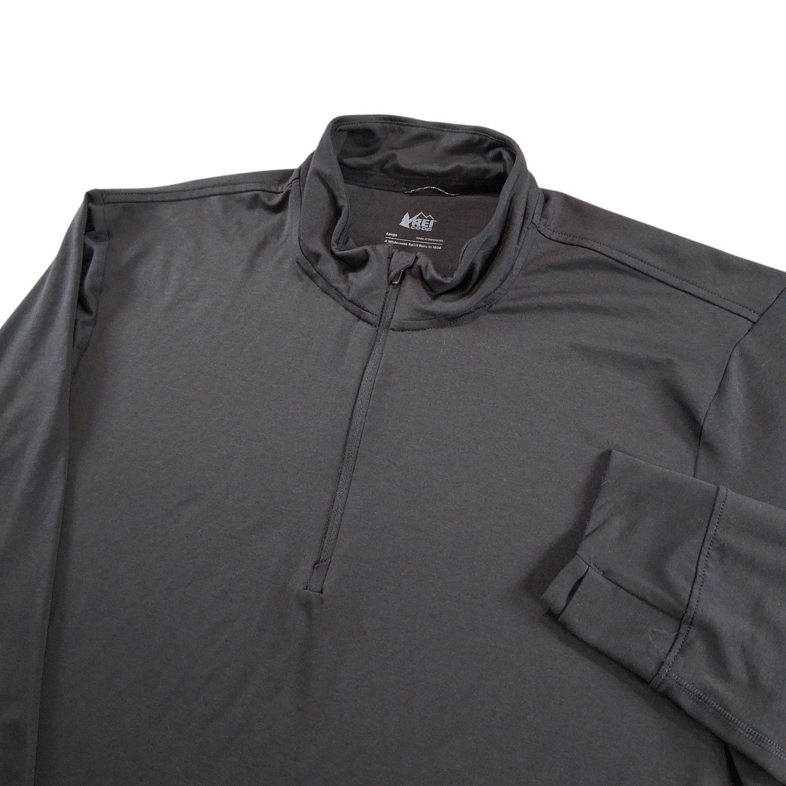 REI Co-op Quarter Zip Pullover Men Large Black Athletic Hiking Thumbhole Running gallery