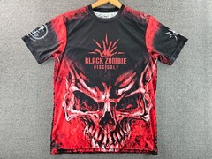 Black Zombie Disc Golf Shirt Size Medium Short Sleeve Pullover Quick Dry Skull