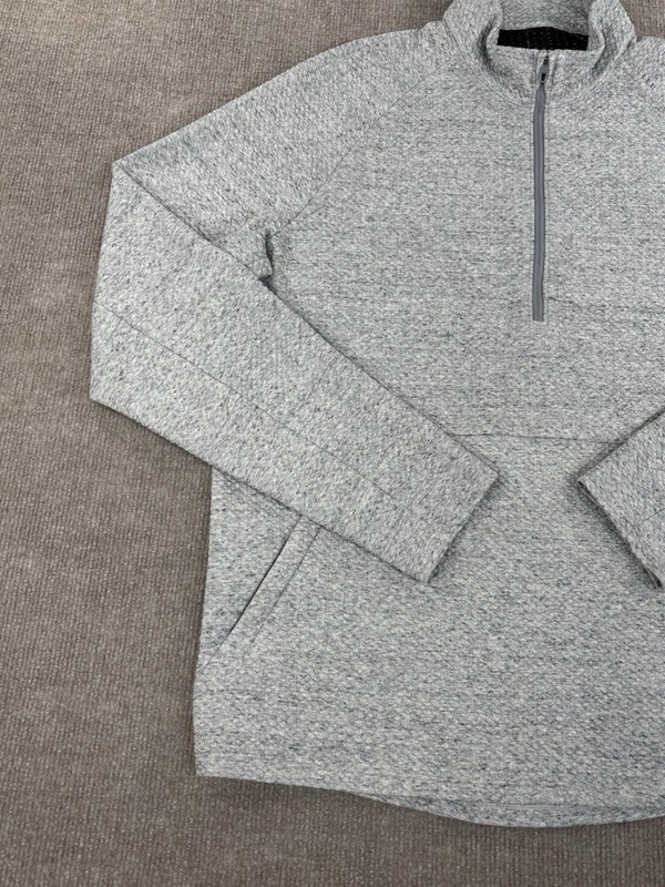 Lululemon At Ease 1/2 Half Zip Pullover Mens Large Light Gray Textured LM3DLUS gallery