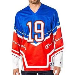 Champion Blue & White Long Sleeve Hockey Jersey RED WHITE BLUE USA MEN’S SZ L
