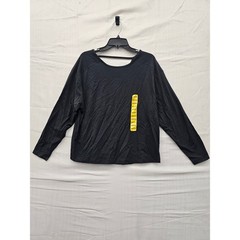 Members Mark Long Sleeve Active Tee Black Cotton Modal Stretch SW3203 Mens M