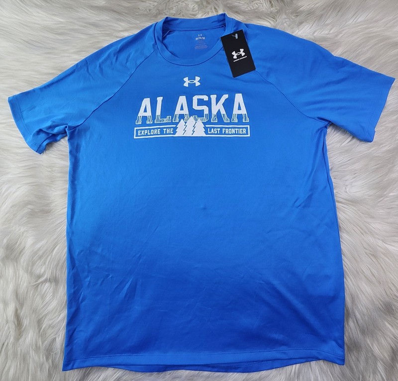 Under Armour Alaska Explore The Last Frontier (M) NWT Blue Short Sleeve Shirt gallery