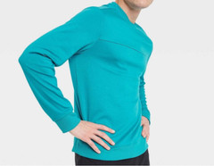 All Motion Mens Ponte Crewneck Shirt Long XXL Deep Blue Turquoise Pullover NWT