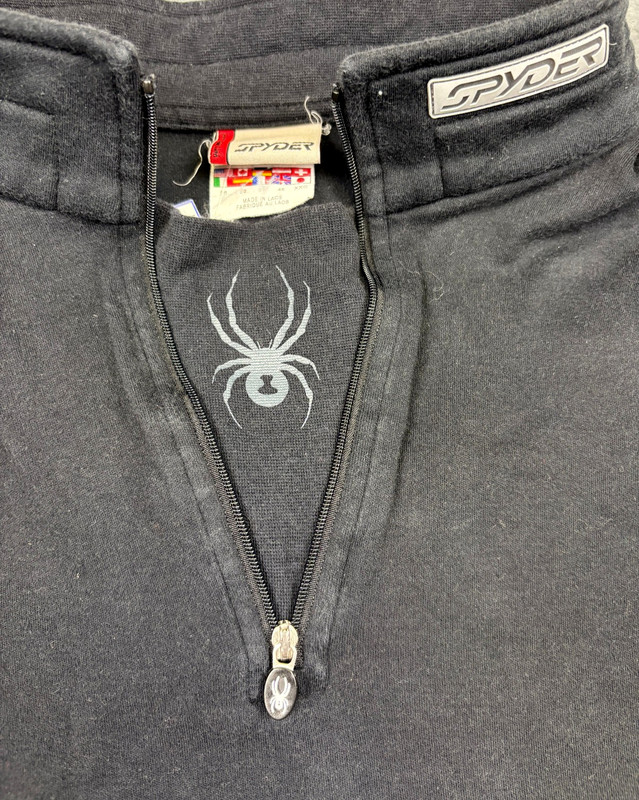 SPYDER Quarter Zip Long Sleeve Mock-Neck Pullover Ski Knit Men's 2XL XXL Black gallery