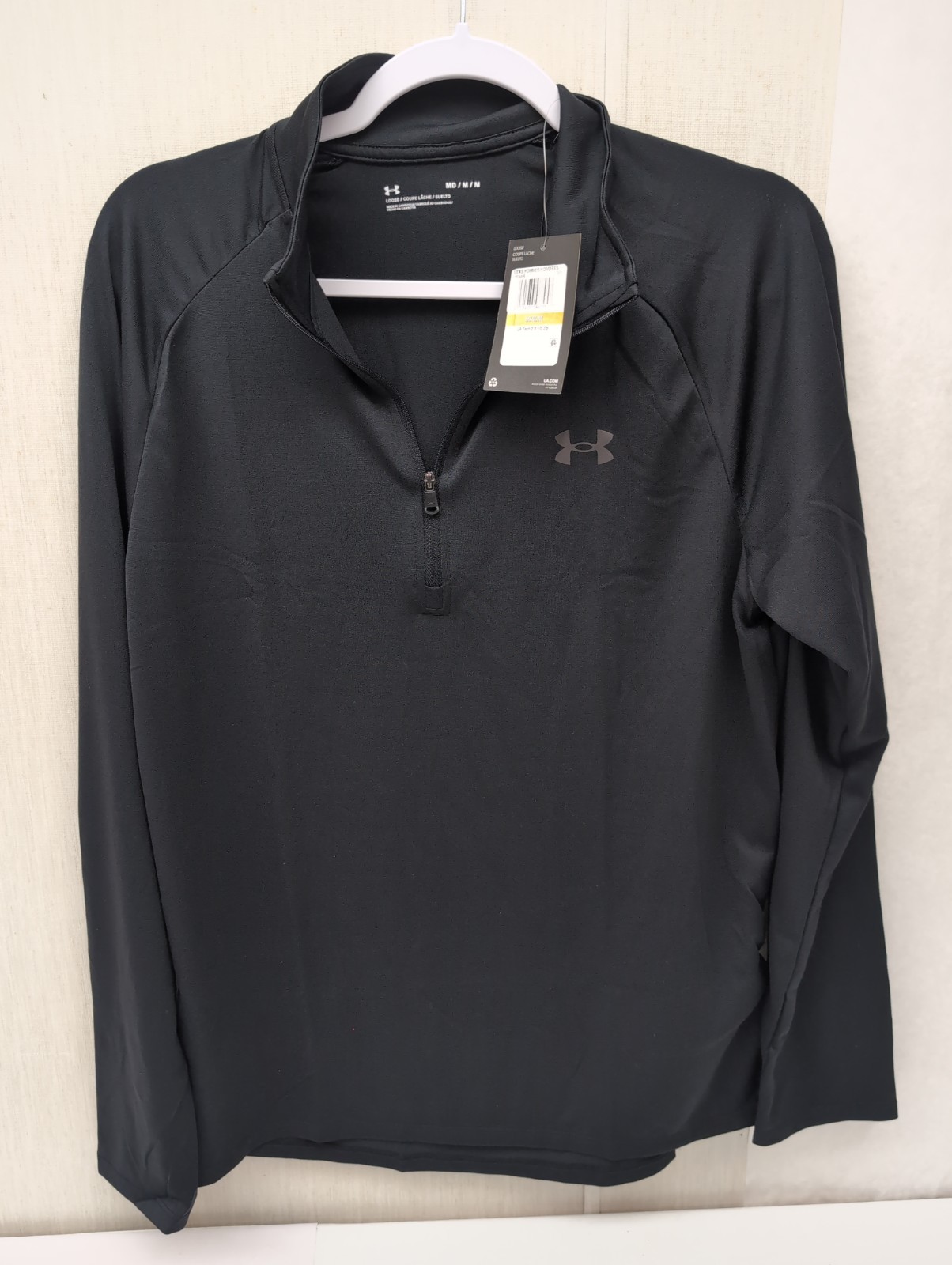Men Under Armour Tech 2.0 1/2 Zip Sz Med Black Long Sleeve Training Top BR0 gallery