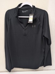Men Under Armour Tech 2.0 1/2 Zip Sz Med Black Long Sleeve Training Top BR0