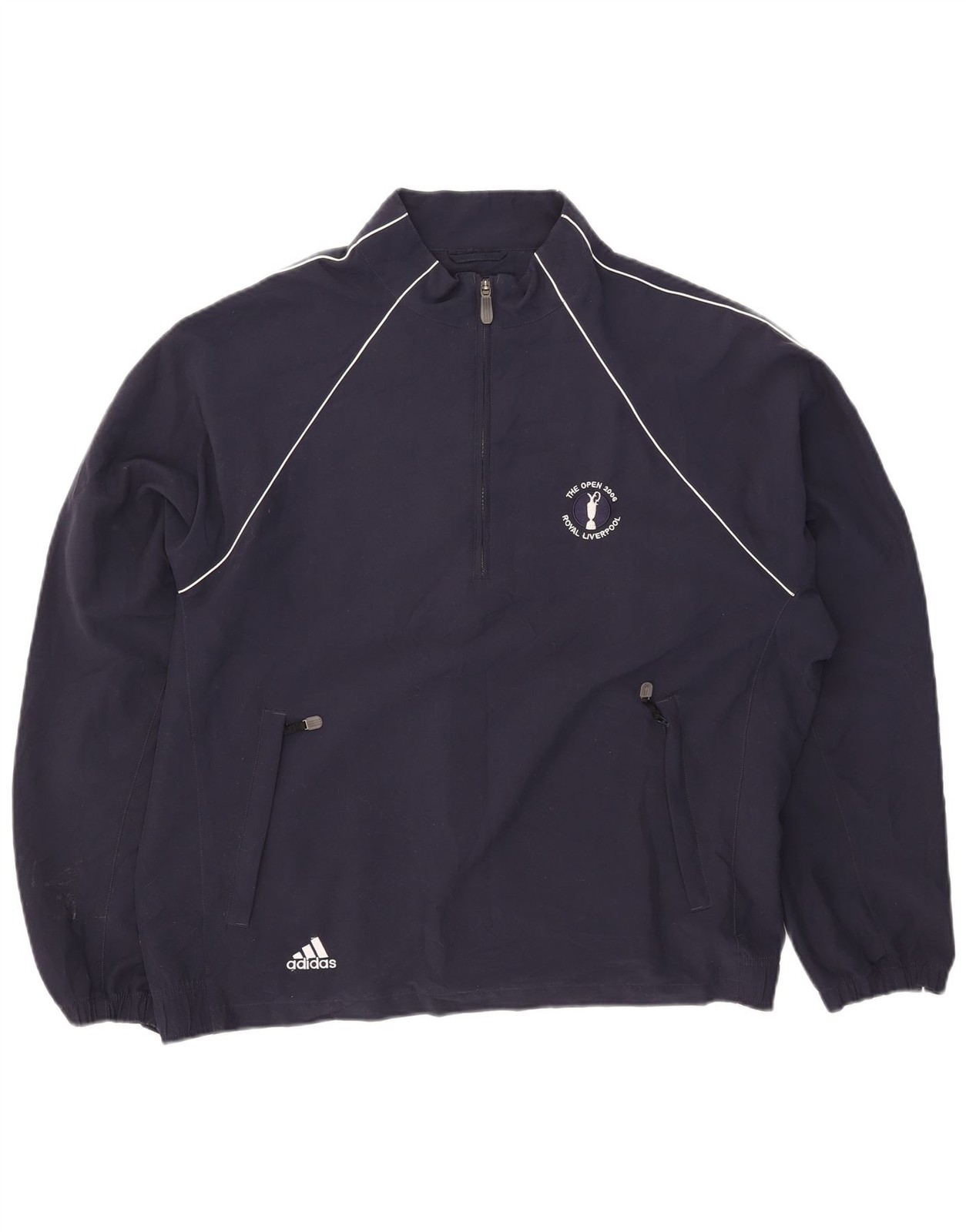 Adidas Mens Clima Proof Zip Neck Pullover Tracksuit Top Large Navy Blue AP06 gallery