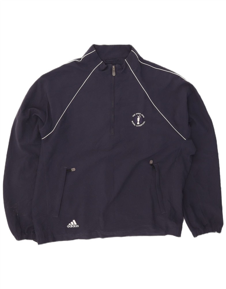 Adidas Mens Clima Proof Zip Neck Pullover Tracksuit Top Large Navy Blue AP06