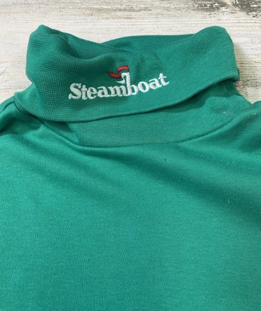Vintage Ski Turtleneck Green Top Men’s 16 Steamboat Springs CO