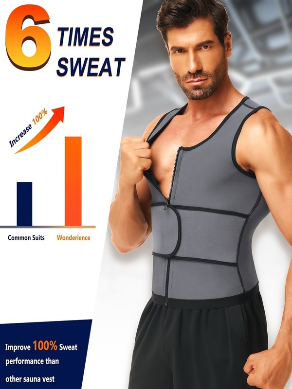 Men 2 in 1 Waist Trainer Sauna Shirt for Men Sweat Band for Stomach Gym Workout gallery