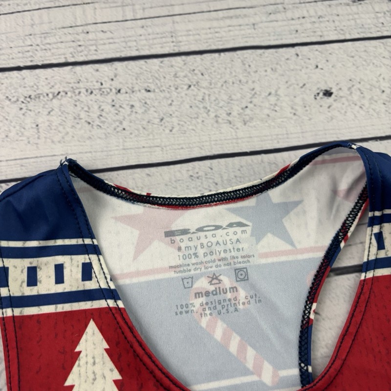 BOA Sleeveless Christmas USA Singlet Men's Medium Red White Blue gallery