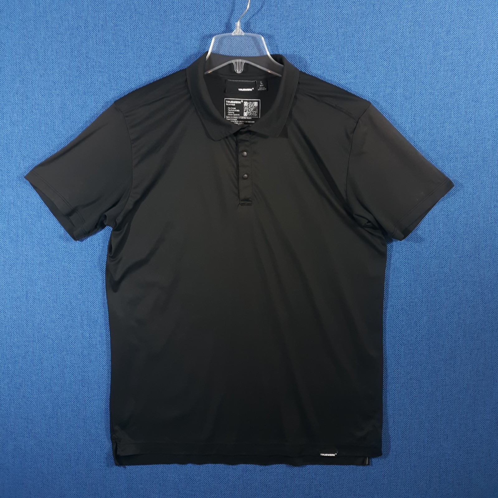 Truewerk Polo Shirt Mens Size Large Tech Performance Golf Work Black Stretch gallery