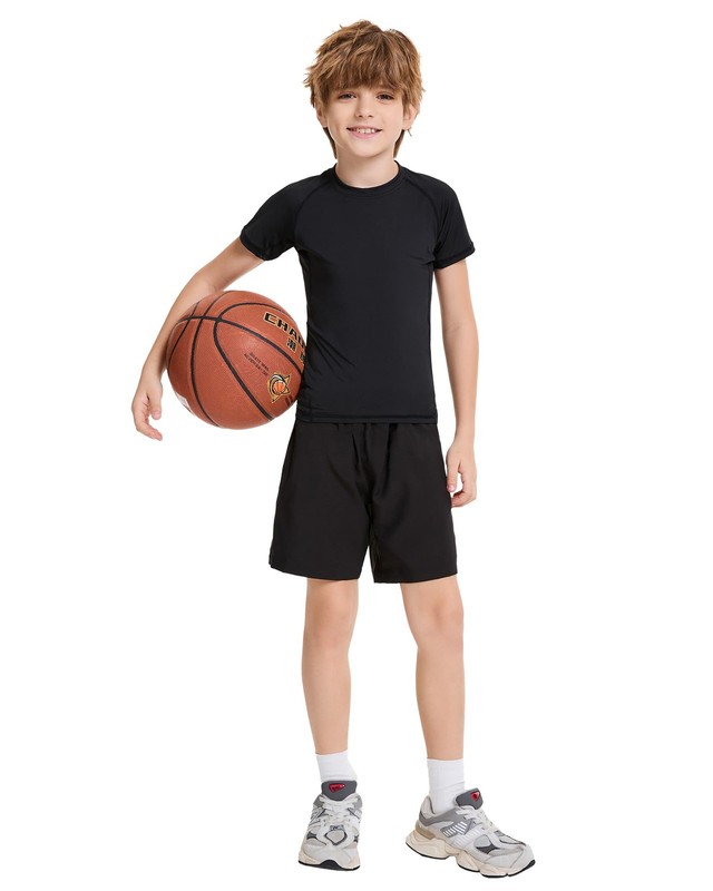 3 Pack Boys Compression Shirt Short Sleeve Youth Basketball Undershirt Athlet... gallery
