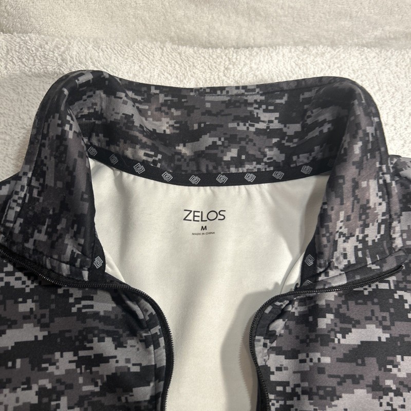 Zelos Men's Medium 1/4 Zip Pullover, Activewear, Outdoors,Grey/ Black Camo Print gallery