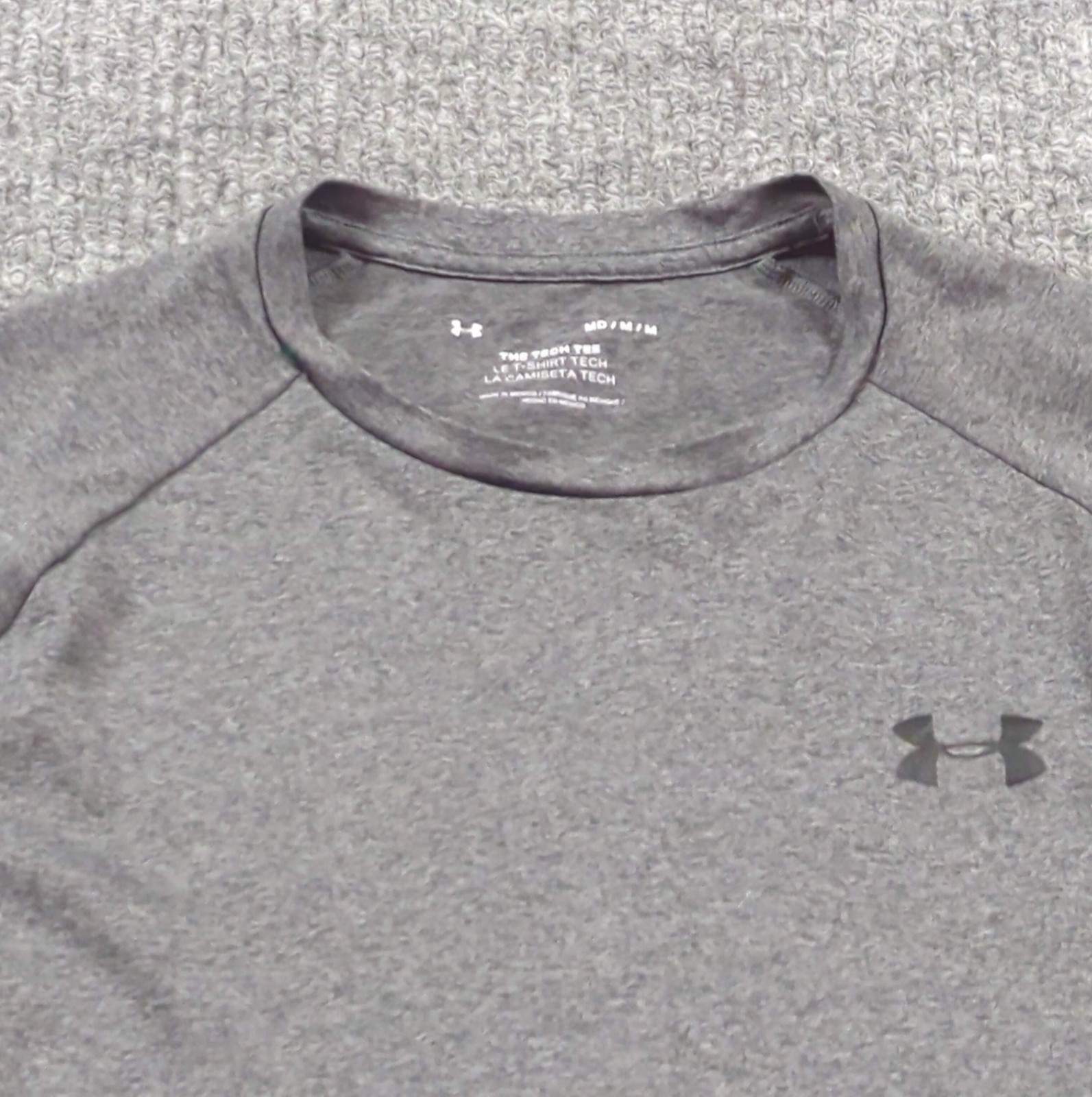 Under Armour Shirt Mens Medium Gray Short Sleeve Tech Tee Gym Train gallery