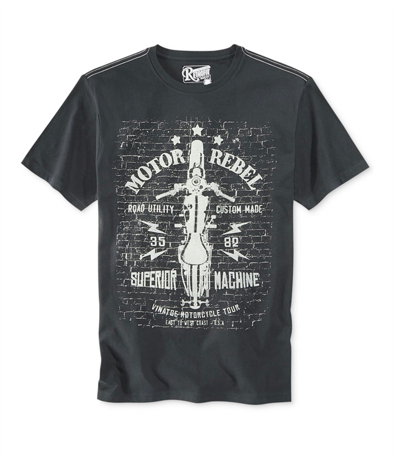 Retrofit Mens Motor Rebel Graphic T-Shirt, vintageblack, S gallery