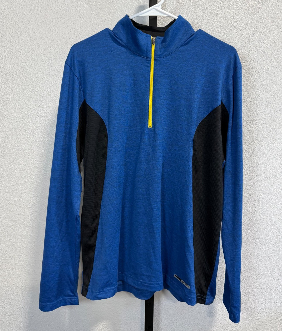 PGA Tour Pro Series Dry Quarter Zip Pullover Blue Black Yellow Mens Size S gallery