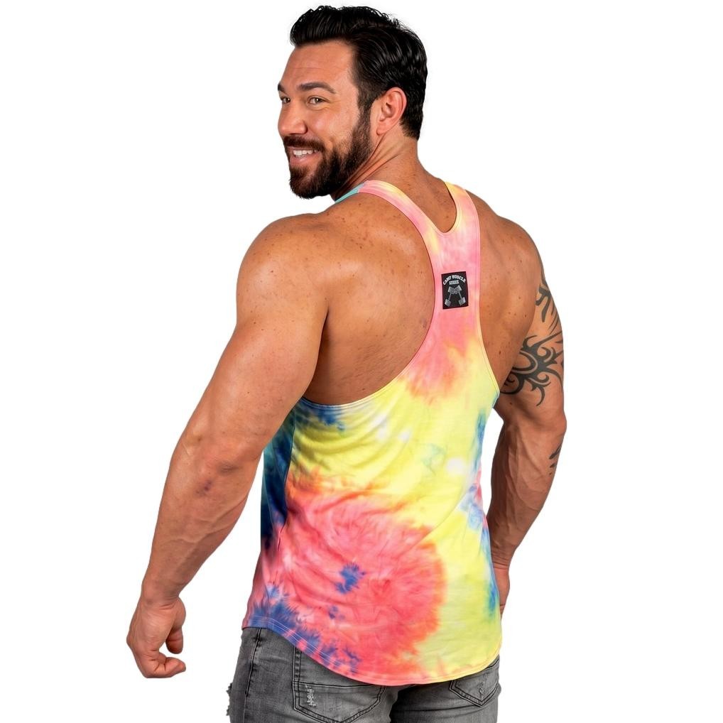 Men's Tie Dye Bodybuilding Tank Retro Muscle Gym 70s gallery