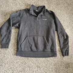 Columbia Men’s Large 3 Button Front Longsleeve Pullover Sweater Dark Gray Black