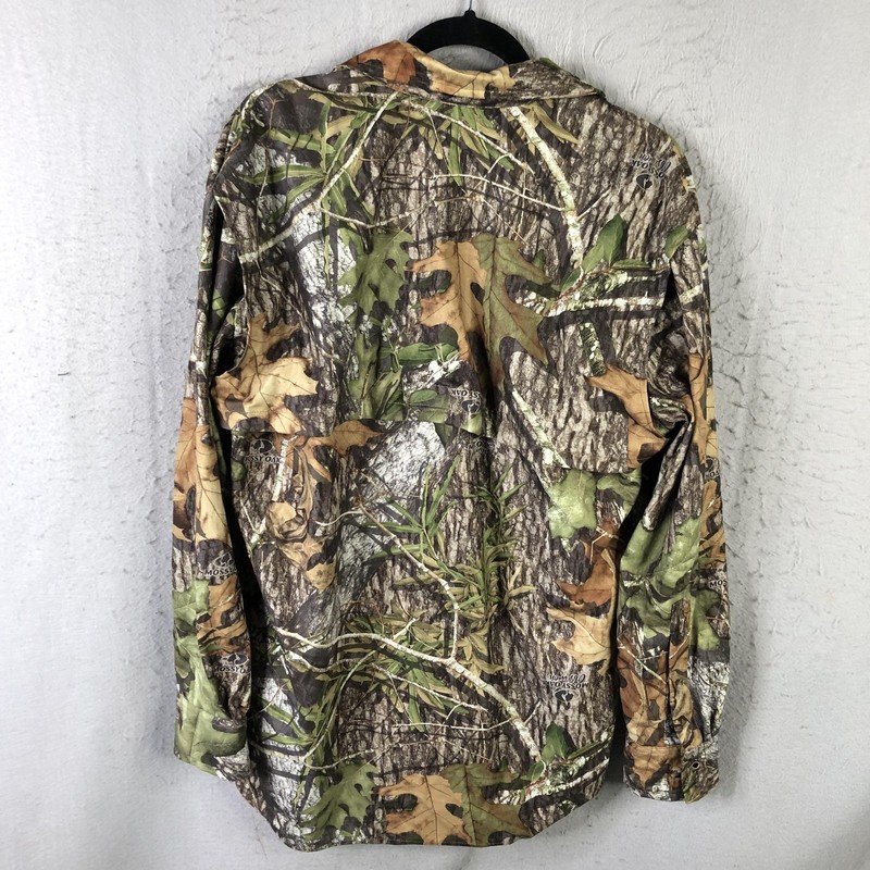 Mossy Oak Obsession Shirt Mens Medium Green Camo Long Sleeve Hunting Face Mask gallery