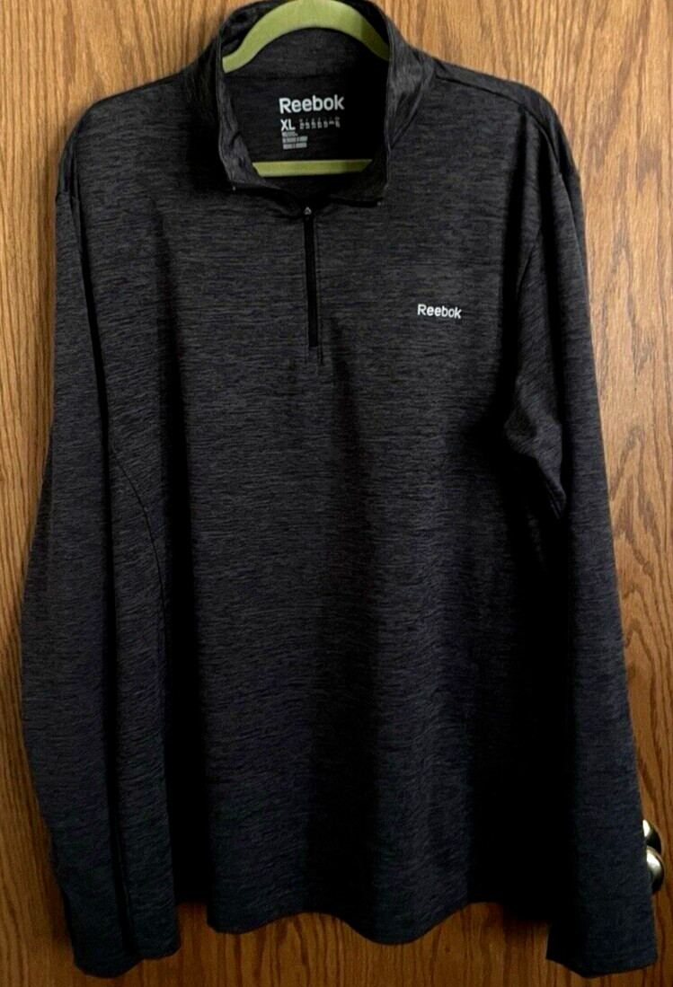 Reebok Heathered Gray Pullover Shirt Performance Workout 1/4 Zip Mens Size XL gallery