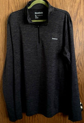 Reebok Heathered Gray Pullover Shirt Performance Workout 1/4 Zip Mens Size XL