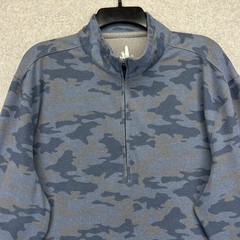 Johnnie-O Mens XL 1/4 Zip Pullover Blue Camo Golf Fleece Activewear Sweatshirt