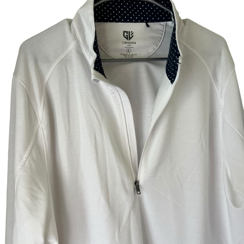 Graham Luxe 1/4 zip pullover long sleeve golf large white activewear men gallery