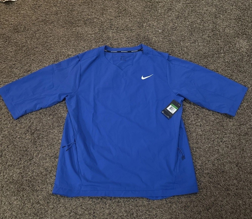 Nike Baseball Jacket Short Sleeve Pullover Top Size X-Large Blue 897383-493 NWT