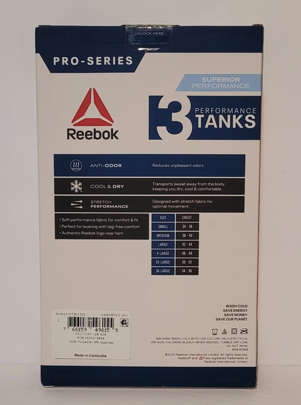 Reebok Performance Tanks Men's. Pro-Series 3 Pack NIB, Size Large gallery