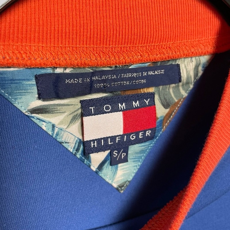 Vintage Tommy Hilfiger two tone Blue Tee with Orange Trim crest small gallery