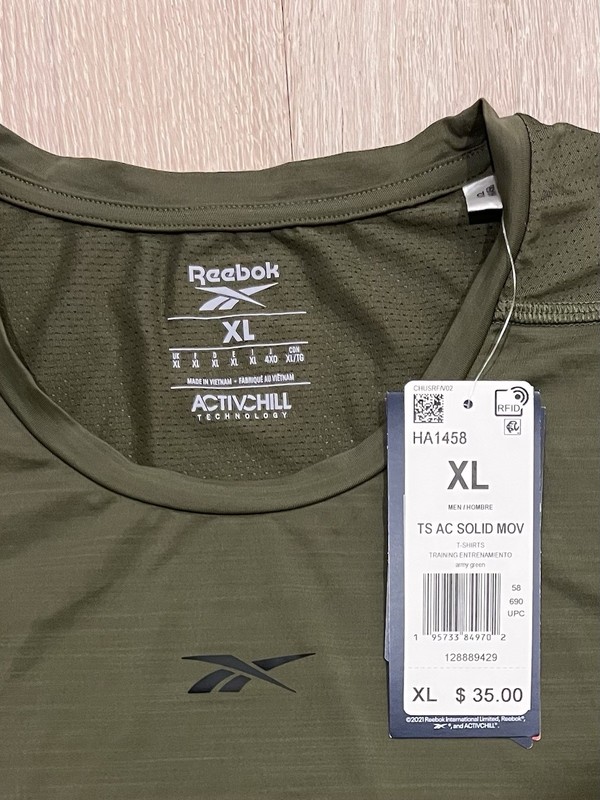 Reebok Men's Activchill Short Sleeve Training T-Shirt, Size XL, Army Green, NWT gallery