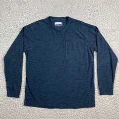 Magellan Outdoors Pullover Mens Large Heather Blue Chest Pocket Long Sleeve