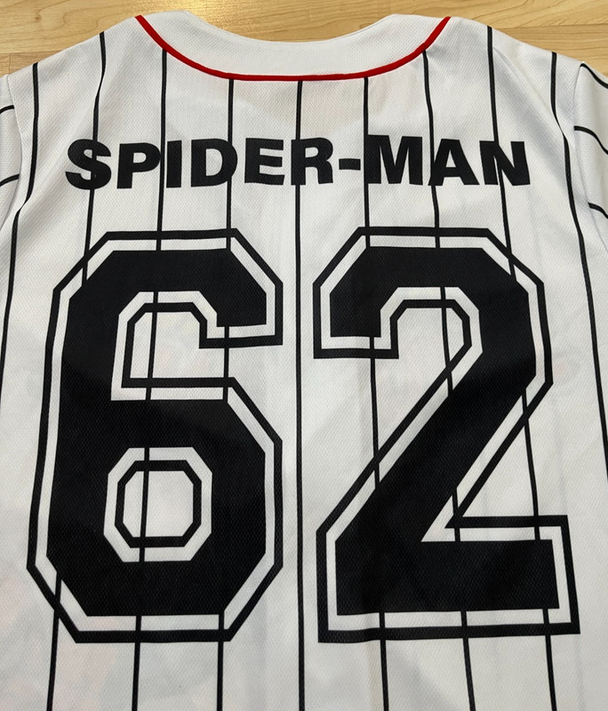 The Amazing Spider-Man Baseball Jersey #62 Men's L Marvel Striped Button Up gallery