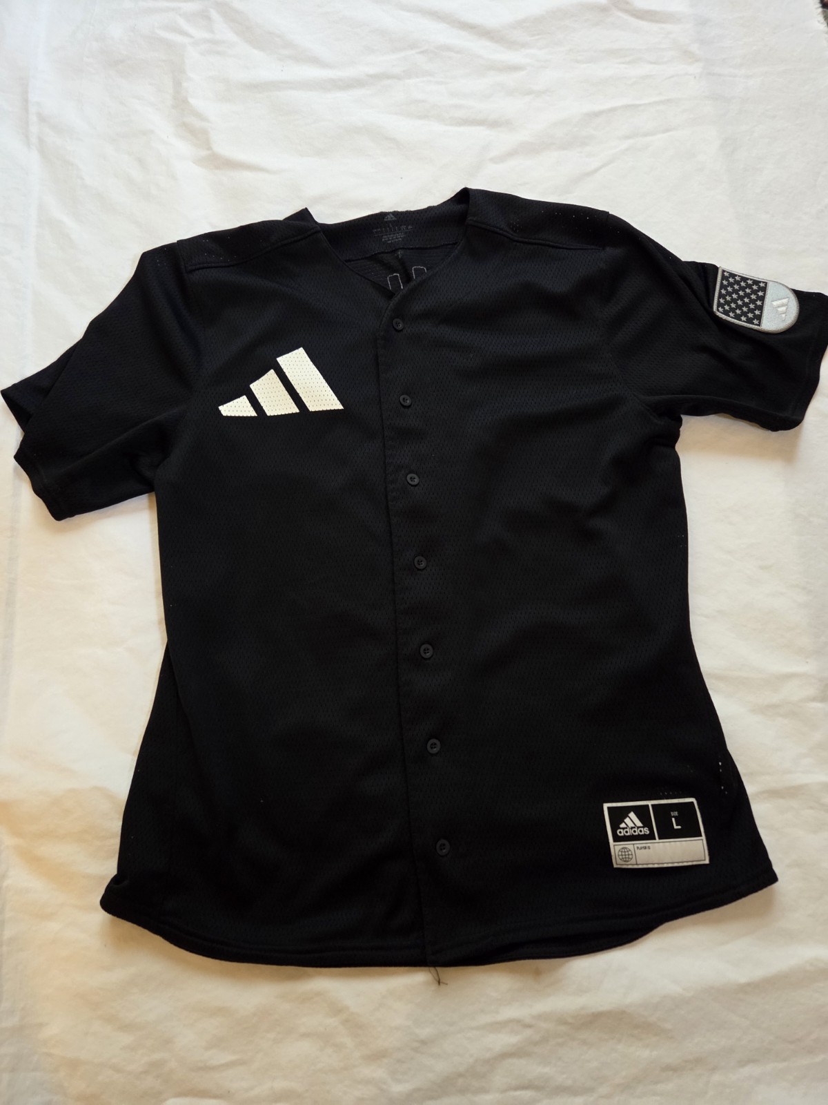 Adidas x Daniel Patrick Baseball Jersey Mens Large Black Mesh Button Front... gallery
