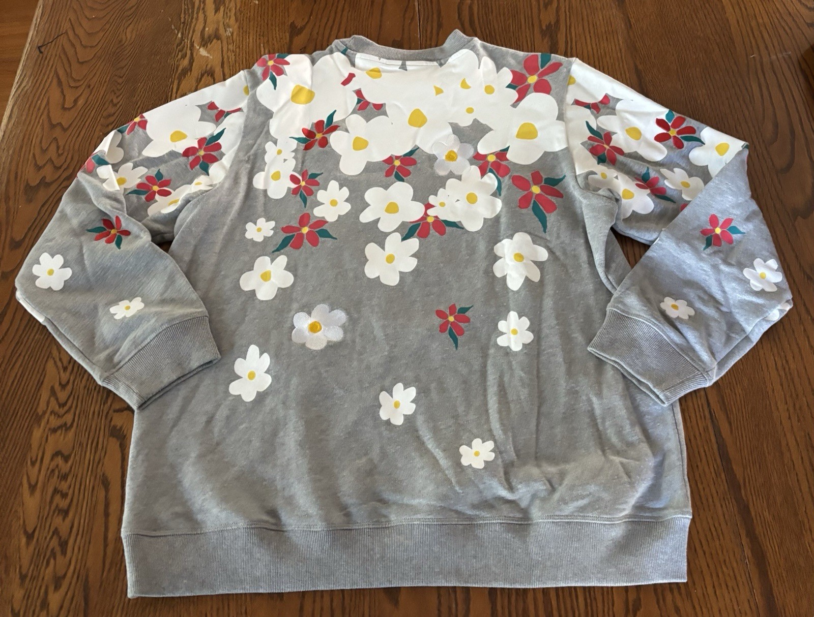 Adidas Originals Pharrell Williams Sweater Mens XL Gray Floral Daisy Trefoil gallery