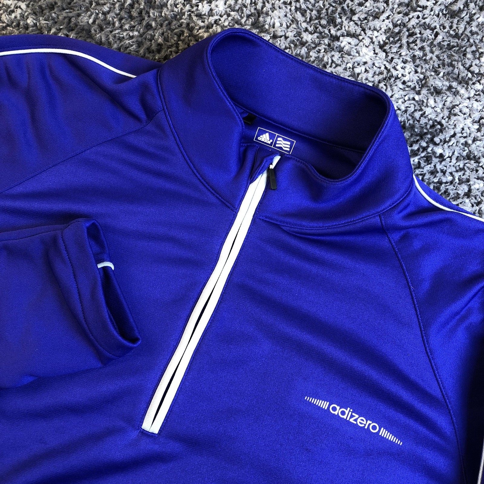 Adidas Adizero Pullover Mens Large Blue 1/4 Zip Mock Neck Golf Top Long Sleeve gallery