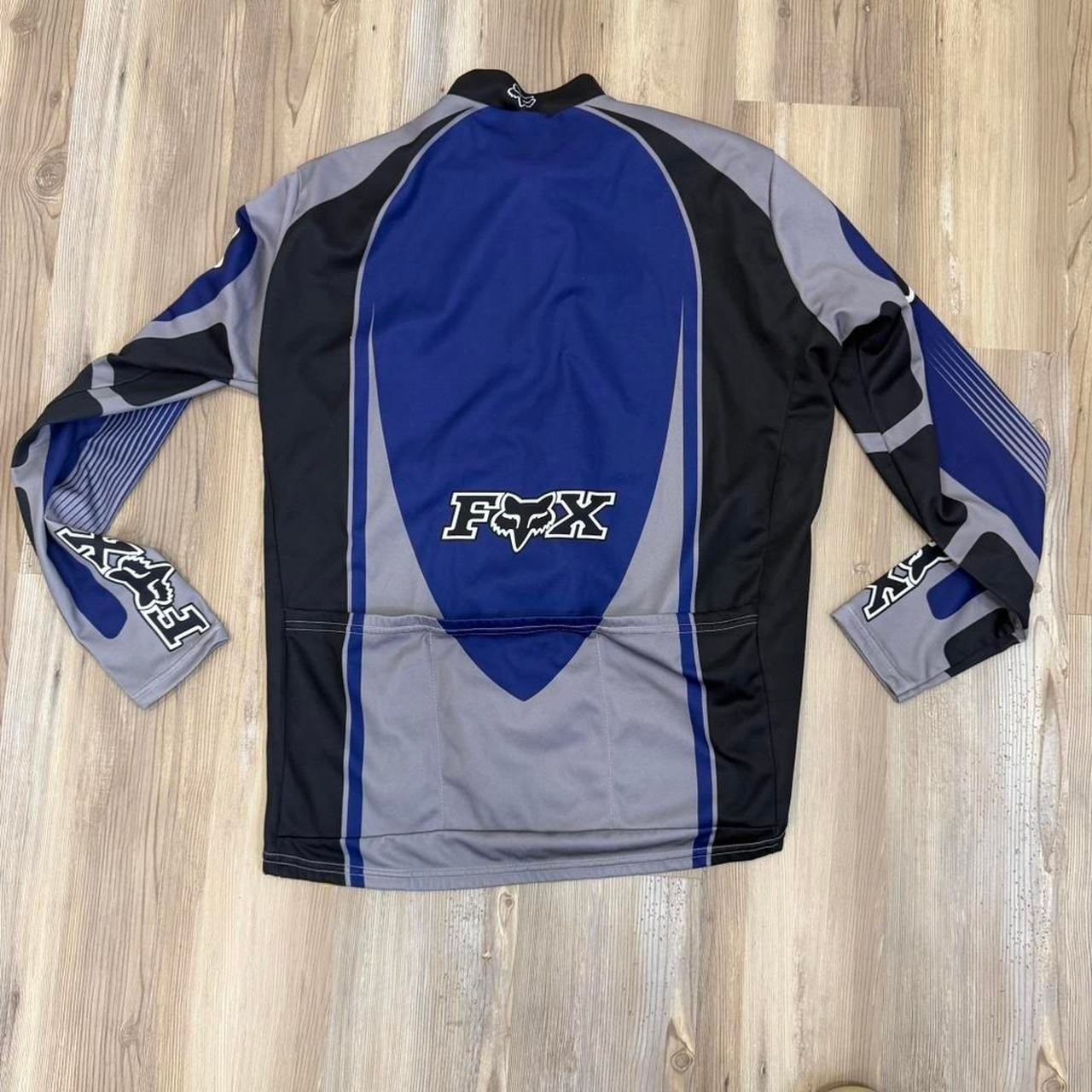 Fox Racing blue, black, and gray motocross cycling Jersey zip up gallery