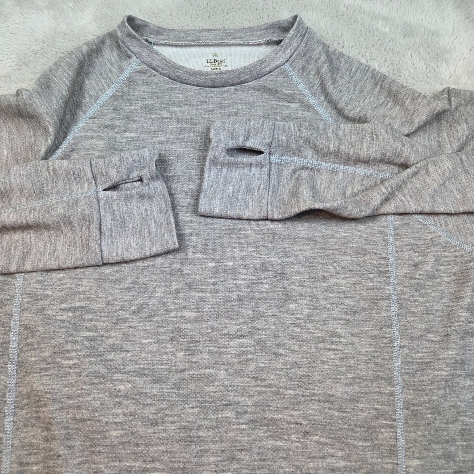 LL Bean Shirt Men L Regular Performance Raglan Active Run Hike Camp Heather Grey gallery