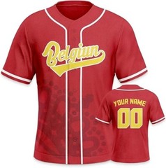 Custom Men/Women Belgium Baseball Jersey Hip Hop Party Birthday Wedding Cosplay