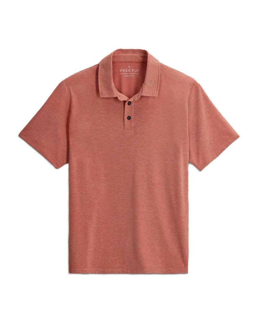 Free Fly Bamboo Flex Polo II Men's Shirt, Heather Red Clay, Large gallery