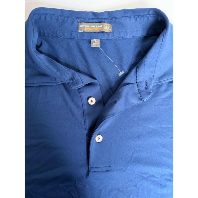 Peter Millar Summer Comfort Performance Men’s Jersey Polo Navy Blue Size L gallery