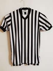 McDavid Referee Black White Stripe Short Sleeve Pullover Shirt Size L Pre Owned