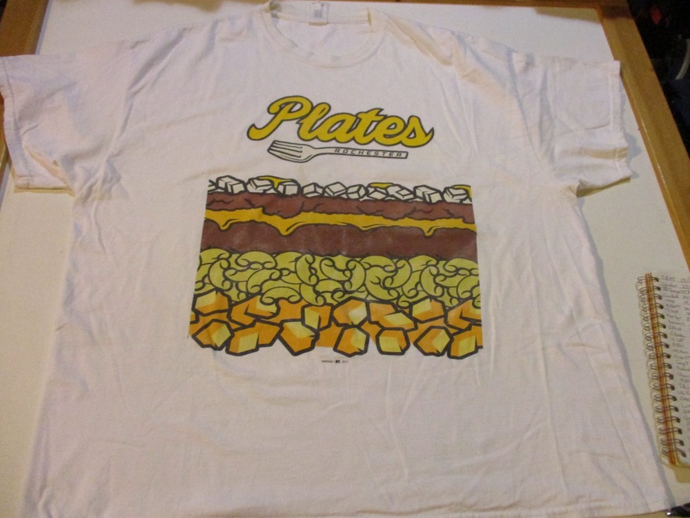 ROCHESTER RED WINGS AAA BASEBALL 2017 PLATES T-SHIRT RARE 2XL GARBAGE PLATE