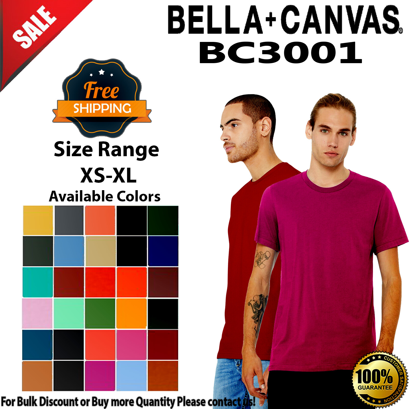 BELLA+CANVAS BC3001 Unisex Short Sleeve Jersey Crew Neck Stylish T-Shirt gallery