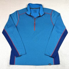 Patagonia Capilene Midweight Baselayer Mens Large Blue 1/4 Zip Pullover Outdoor