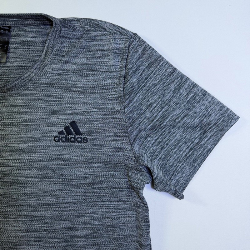 Adidas Men's Medium Gray Space Dye Performance T-Shirt FT1345 Athletic Fit Tee gallery