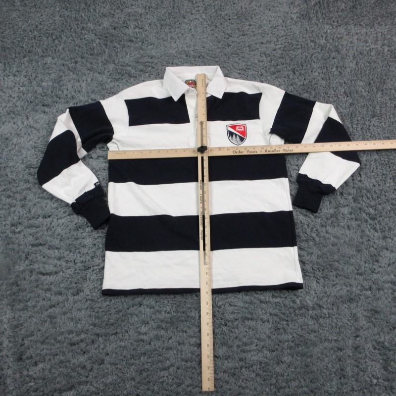 Barbarian Rugby Shirt Mens Small White Navy Striped Long Sleeve Jersey NWT gallery