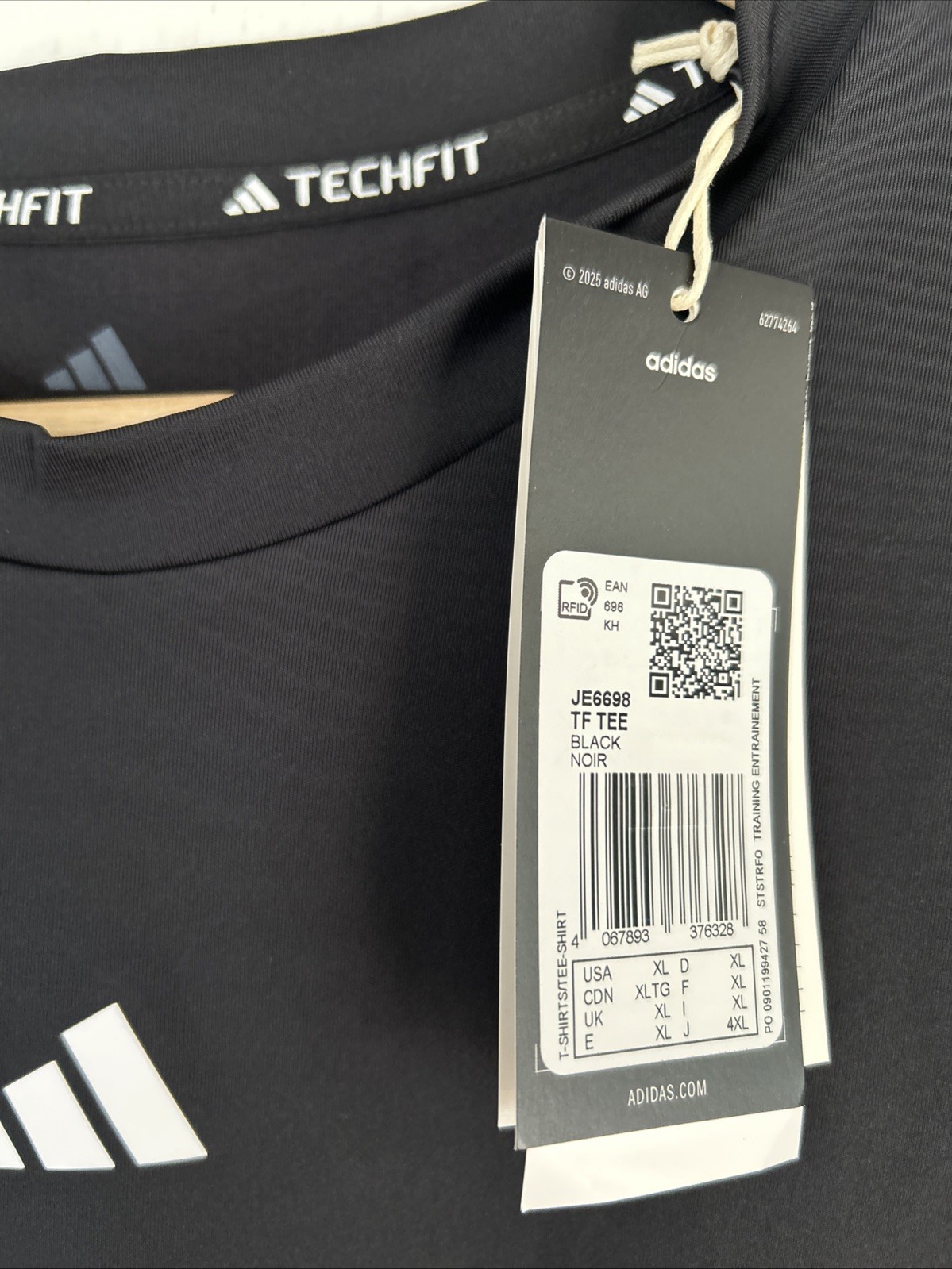 Adidas TECHFIT Compression Training T-Shirt - Black - Size XL - RRP £28 gallery